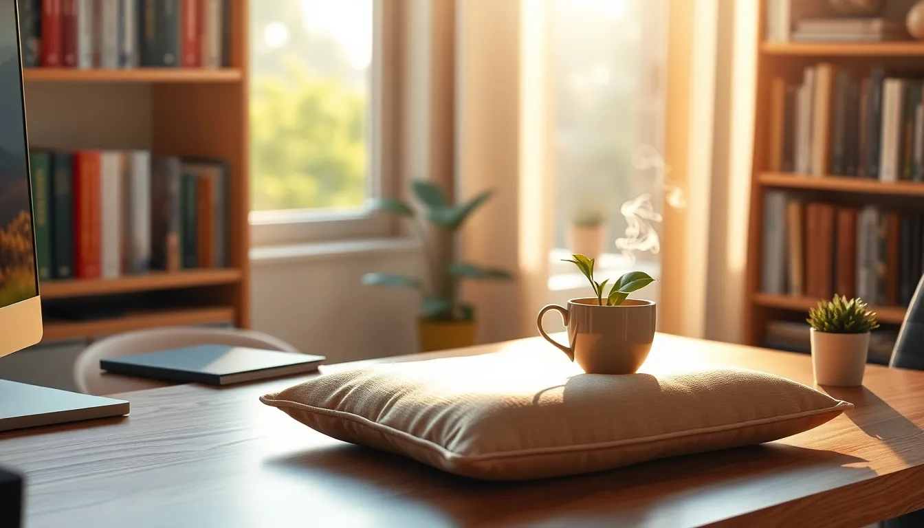 고요하게 명상하는 직장인 이미지