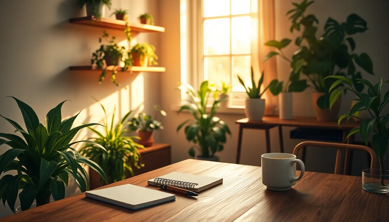 사무실 책상에 놓인 공기정화 식물