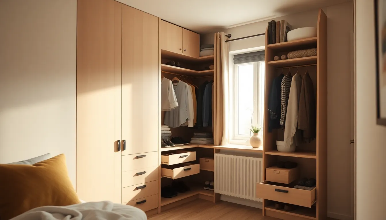 깔끔하게 정리된 빌트인 수납공간