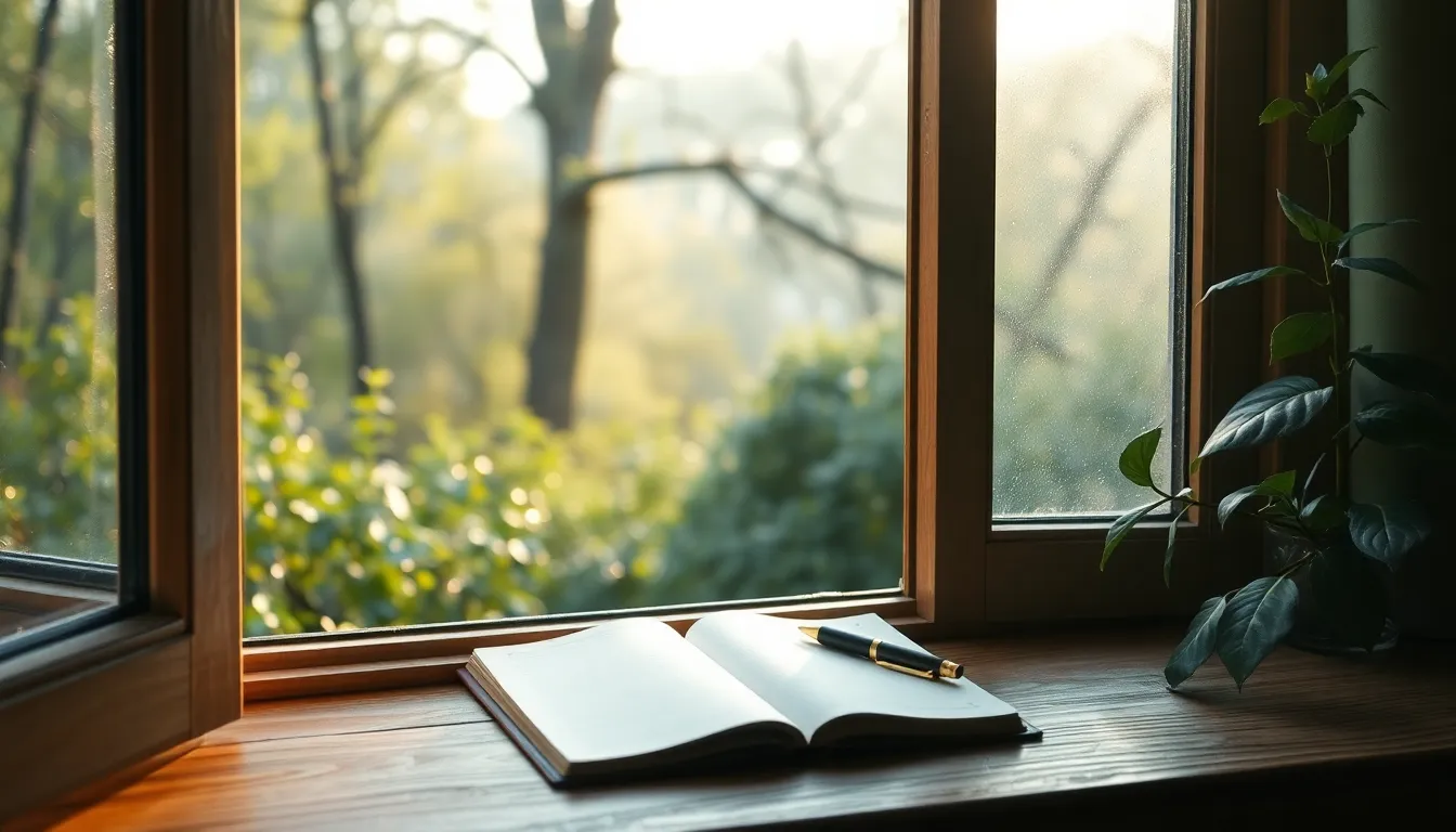 고요한 아침, 일기를 쓰는 모습