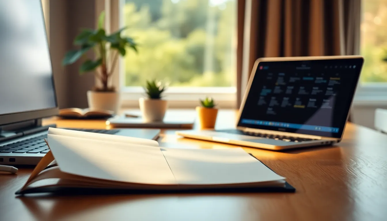 효율적인 시간 관리를 위한 노트북과 플래너 이미지